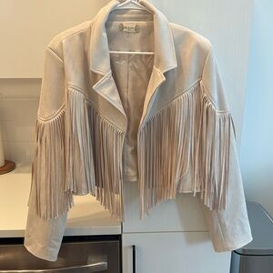 Altard state cream fringe cropped jacket size medium worn once perfect condition